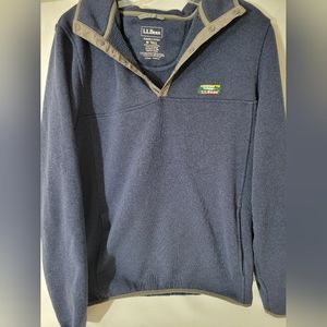 L.L. Bean Men’s Hooded Slightly Fitted Sweater Fleece 1/4 Snap Pullover M Tall